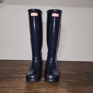 Hunter Size 9 Tall Gloss Navy Blue Waterproof Boots